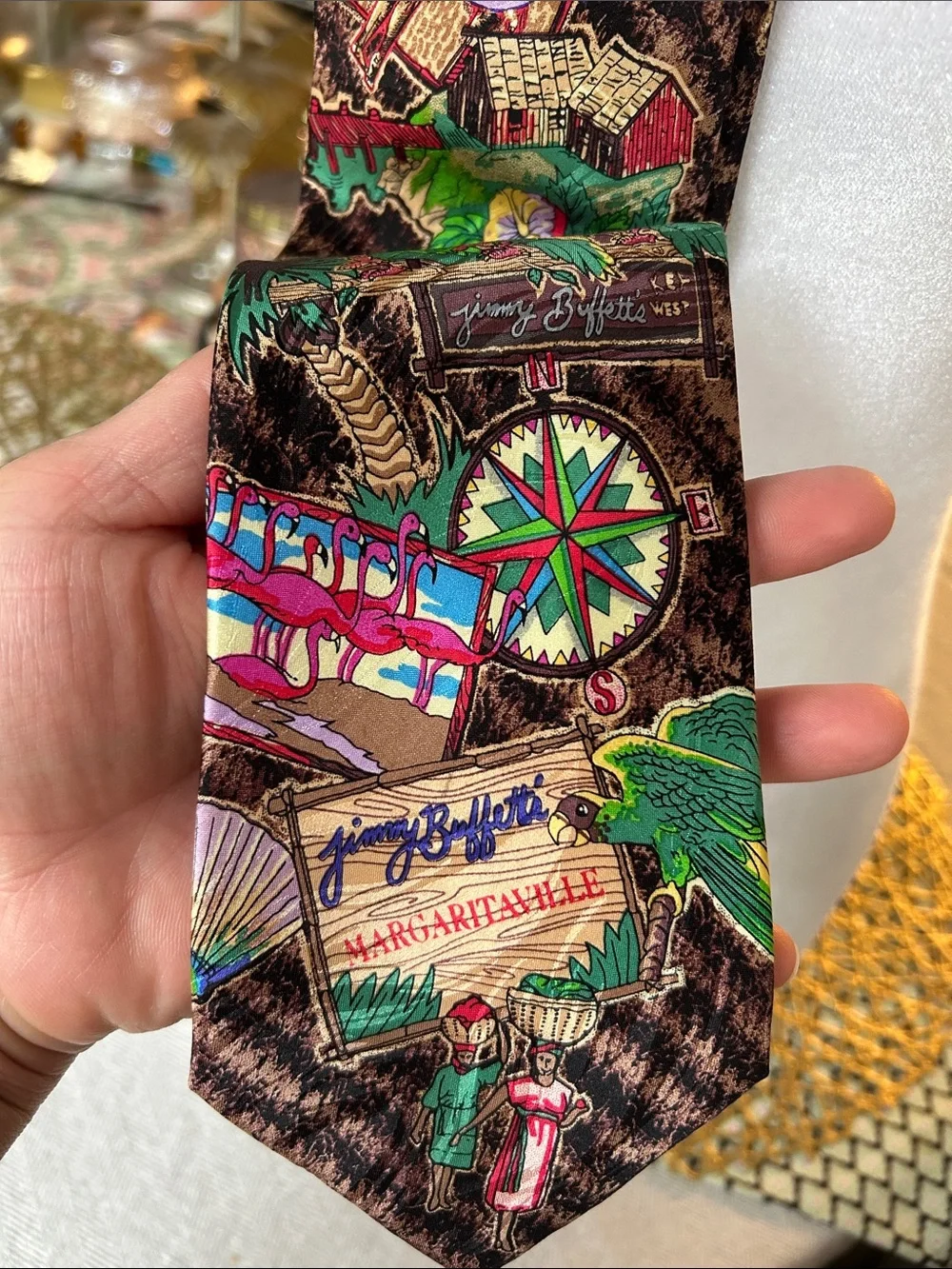 Jimmy buffett’s Tropical Print Men's Tie/ 100% silk